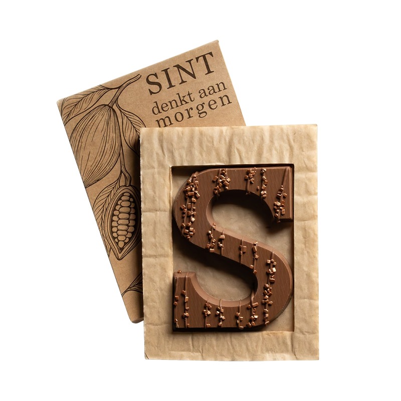 Bronzen chocoladeletter S