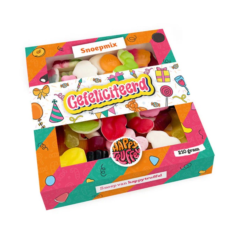 Gefeliciteerd snoepmix | Snoepdoosje | 210 gr.