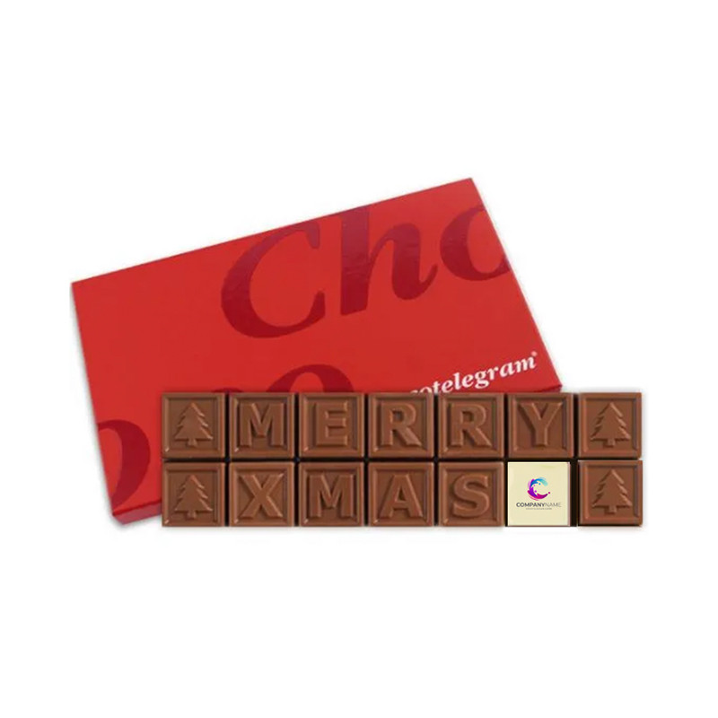 Kerst chocolade telegram met logo